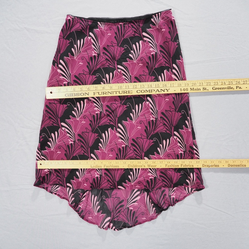 Worthington Skirt Womens 10 Pink Floral Silk High Low Hem Art Deco Midi Lined - Picture 5 of 11